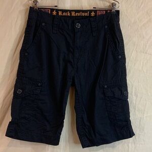 Rock Revival Classic Black Cargo Shorts with Utility Pockets